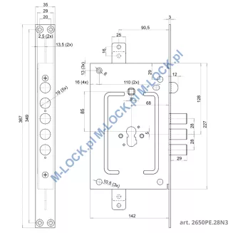 CR Serrature 2650PE.28N3/85 zamek centralny-rozporowy - 2