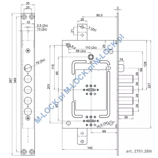 CR Serrature 2751.28N zamek centralny-rozporowy, dwukluczowy - 2