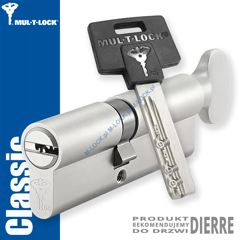MUL-T-LOCK Classic 40/50G1NN (90 mm), wkładka patentowa z gałką do drzwi Dierre