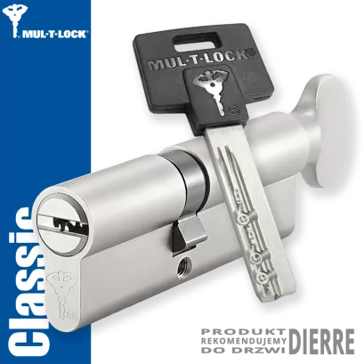 MUL-T-LOCK Classic 40/50G1NN (90 mm), wkładka patentowa z gałką do drzwi Dierre