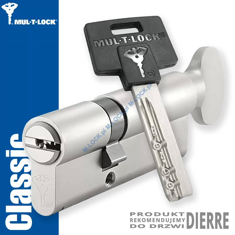 MUL-T-LOCK Classic 31/50G1NN (81 mm), wkładka patentowa z gałką do drzwi Dierre