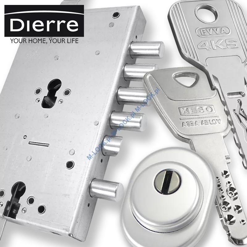 ZESTAW Nr 448A do drzwi Dierre - EVVA 4KS + KESO 8000S (montaż Warszawa)