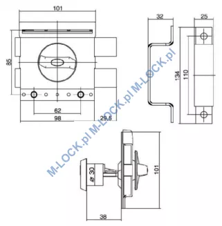 GERDA ZX-1000, zamek nawierzchniowy z cylindrem KESO 10RS Omega (kolor: grafit) - 6
