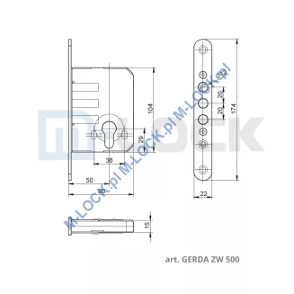 GERDA ZW-500N, zamek dodatkowy-wpuszczany - 4