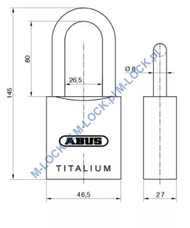ABUS-86TI-45/HB80 TITALIUM / kłódka z wkładką ABUS D10PS - 8