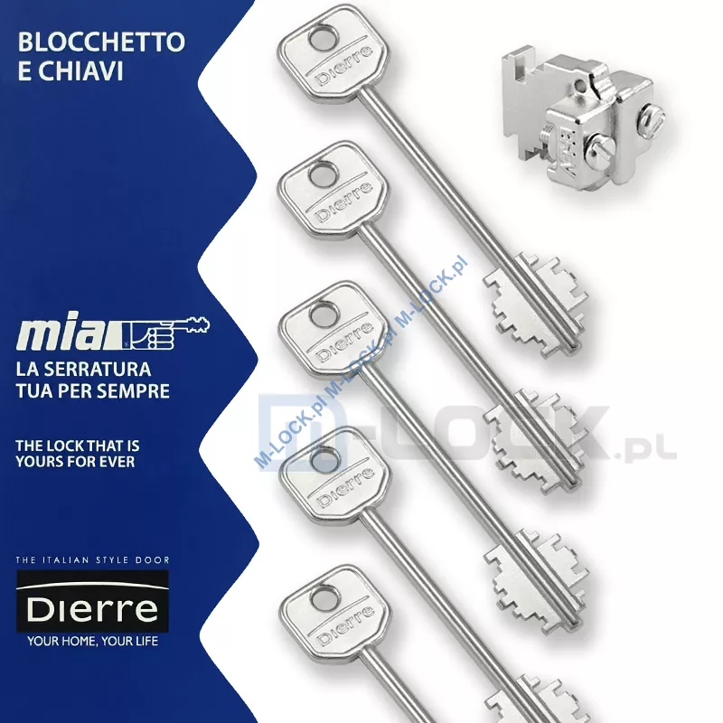 MIA 3810-5, wkładka do drzwi DIERRE (5 kluczy 107 mm)