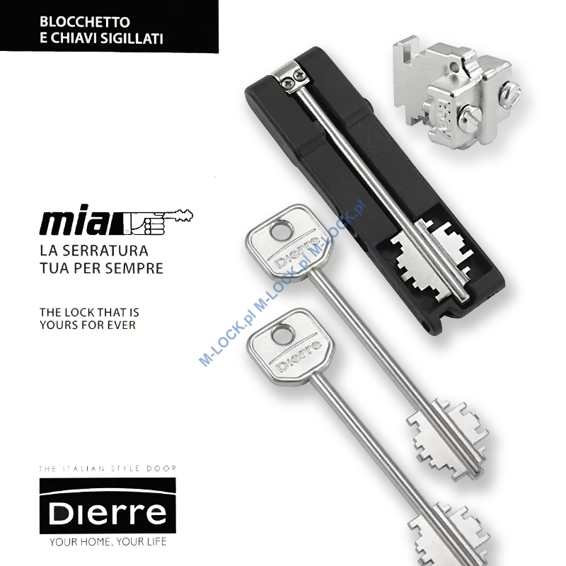 MIA 3230-3, wkładka do drzwi DIERRE (2 klucze 107 mm + klucz składany)