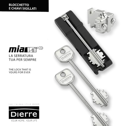 MIA 3230-3, wkładka do drzwi DIERRE (2 klucze 107 mm + klucz składany)