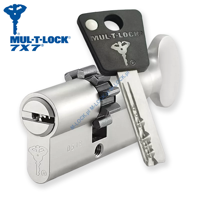 MUL-T-LOCK 7X7 30/30G1ZN (60 mm), wkładka patentowa z gałką