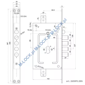 CR Serrature 2650PE.28N/85 zamek centralny-rozporowy - 2