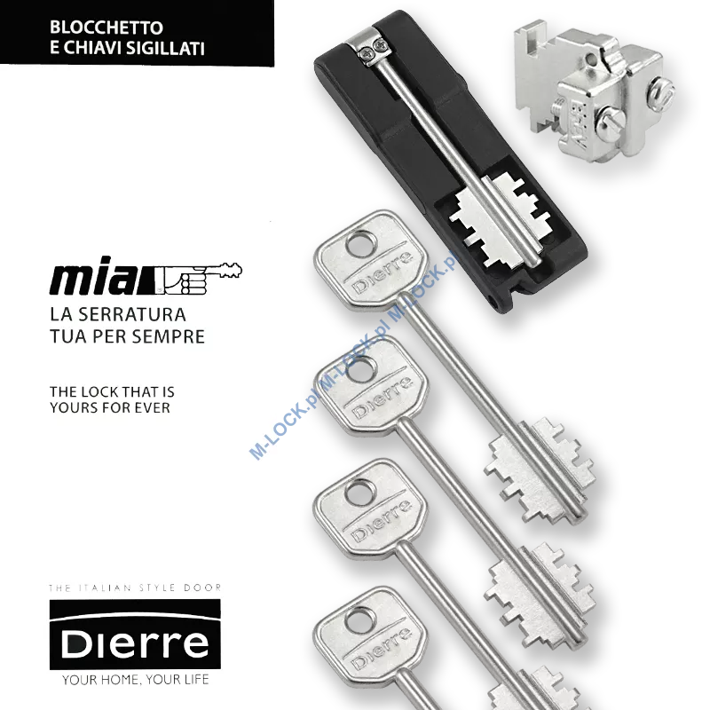 MIA 3130-5, wkładka do drzwi DIERRE (4 klucze 92 mm + klucz składany)