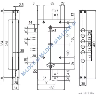 S.A.B. 1612.28N  zamek centralny-rozporowy, dwusystemowy - 3
