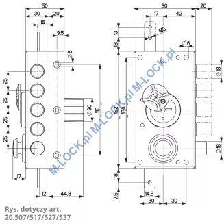 MOTTURA 20.537 zamek rozporowy na klucz dwupiórowy z zatrzaskiem - 7