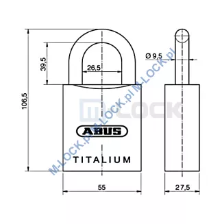 ABUS-86TI-55 TITALIUM / kłódka bez wkładki - 6