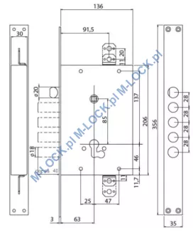ISEO - FIAM 678.28N, zamek centralny-rozporowy na wkładkę - 3