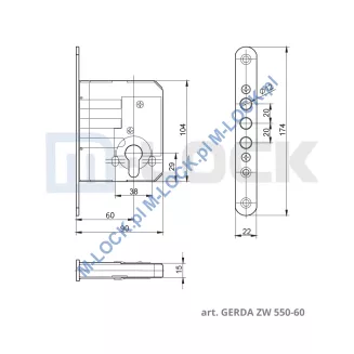 GERDA ZW-550N-60, zamek dodatkowy-wpuszczany - 4