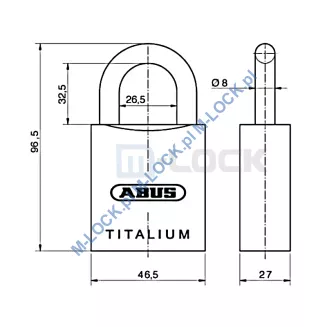ABUS-86TI-45 TITALIUM / kłódka z wkładką DormaKaba EXPERT PLUS - 7