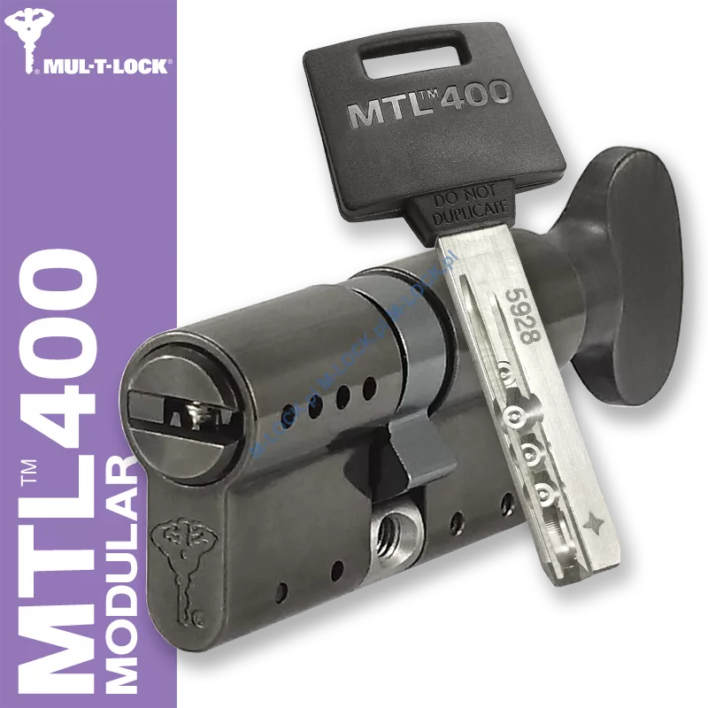 MUL-T-LOCK MTL 400 Modular / Classic PRO 31/31G1NB (62 mm), wkładka patentowa z pokrętłem - black nickel