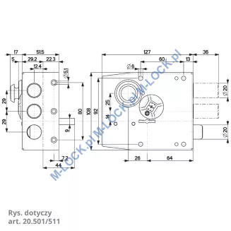 MOTTURA 20.501 zamek na klucz dwupiórowy - 6