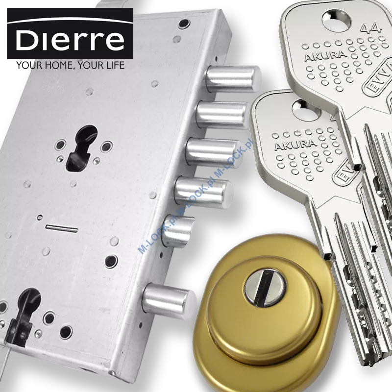 ZESTAW Nr 230B do drzwi Dierre - EVVA AKURA 44 (montaż Warszawa)
