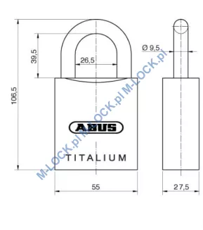 ABUS-86TI-55 TITALIUM / kłódka z wkładką ABUS D10PS - 8