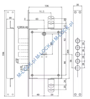ISEO - FIAM 648.28N, zamek centralny-rozporowy na klucz dwupiórowy - 4