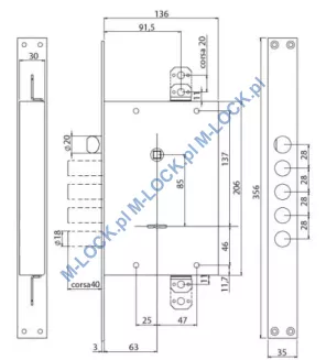 ISEO - FIAM 648.28N, zamek centralny-rozporowy na klucz dwupiórowy - 5