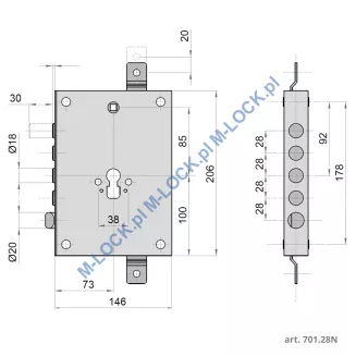 CIPIERRE 701.28N zamek centralny-rozporowy do drzwi DIERRE - 2