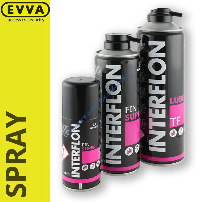 INTERFLON - FIN SUPER, profesjonalny spray do konserwacji zamków i cylindrów EVVA (100 ml, 300 ml, 500 ml)