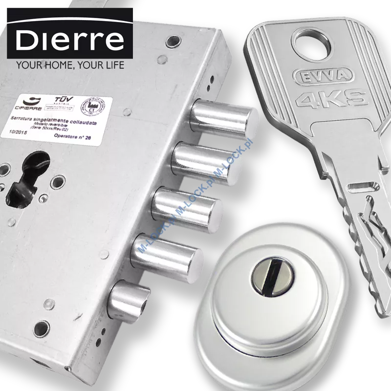 ZESTAW Nr 140A do drzwi Dierre - EVVA 4KS (montaż Warszawa)