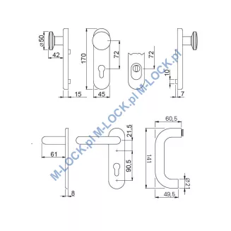Klamka antywłamaniowa PROTECTOR ES-170U-72Y-9-CS (stal nierdzewna) - 4