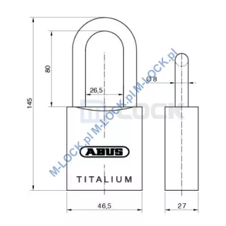 ABUS-86TI-45/HB80 TITALIUM / kłódka z wkładką EVVA EPS - 8
