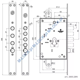 SECUREMME 2603.28N zamek centralny-rozporowy - 2
