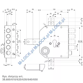 MOTTURA 38.650 zamek rozporowy na wkładkę patentową z zatrzaskiem - 12