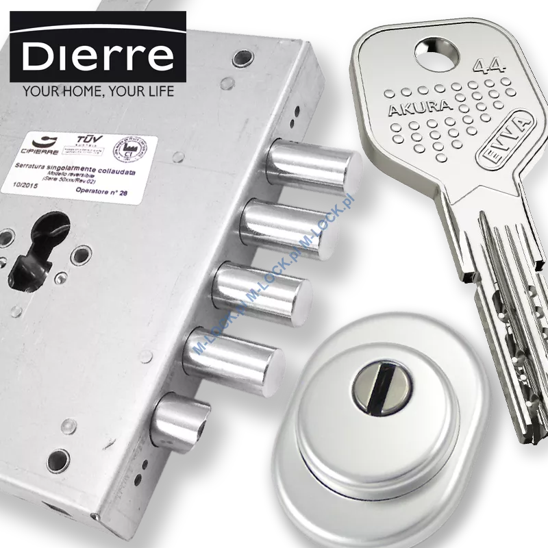 ZESTAW Nr 130A do drzwi Dierre - EVVA Akura 44 (montaż Warszawa)